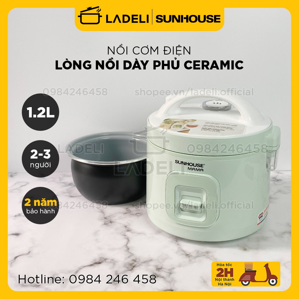 [Mã ELHADEV giảm 4% đơn 300K] Nồi cơm điện 1.2L SUNHOUSE MAMA SHD8265B lòng nồi dày