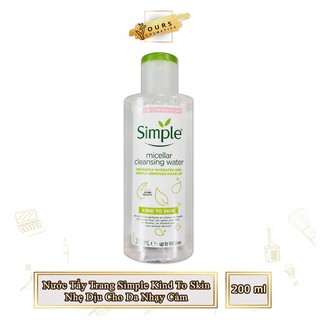 [Auth Anh] Nước Tẩy Trang Simple Kind To Skin Nhẹ Dịu Cho Da Nhạy Cảm 200ml - Có Giấy Chứng Nhận Bộ Y Tế
