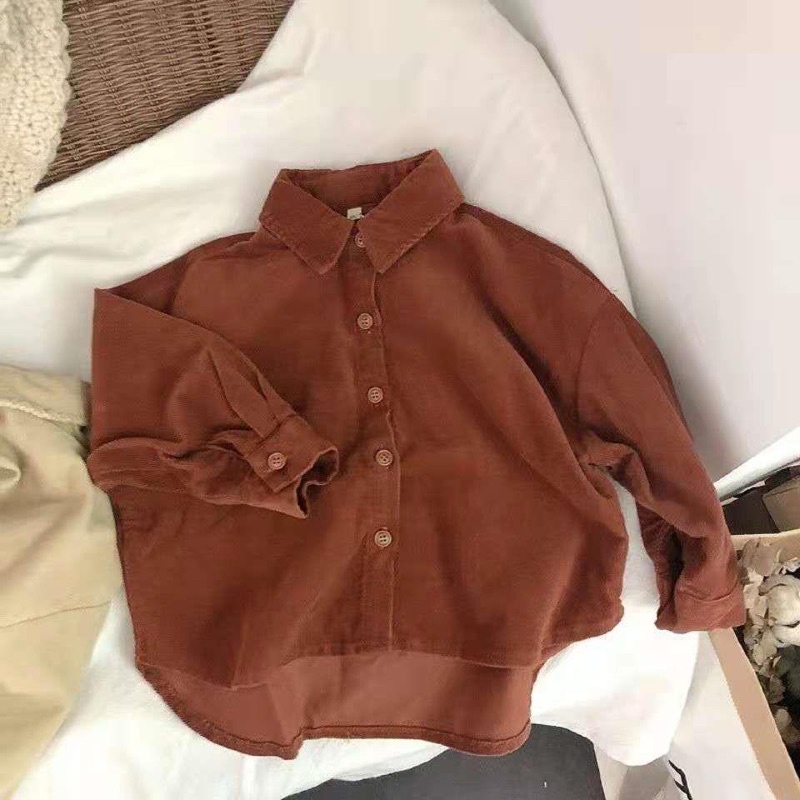 Áo Sơ Mi Nhung, Áo Khoác Ngoài Cho Bé Trai và Bé Gái Phong Cách vintagel_Hàng Tuyển Chọn Cao Cấp A4