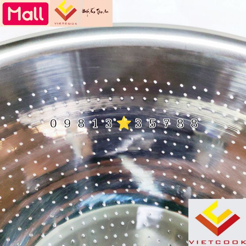 Rá inox size 42, 44, 46, 48, 50, 52 cm VIETCOOK loại dầy, rổ inox vo gạo inox size to cao cấp