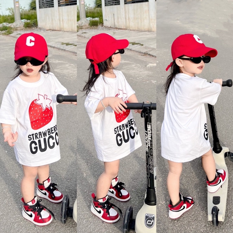 Áo thun cucccccc chi strawberry cho bé , áo phông cotton trẻ em unisex ,Kid_genZ