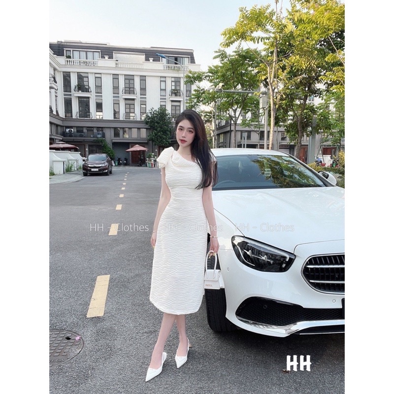 Đầm Trễ Vai Nơ Dáng Chữ A , Đầm Trễ Vai Dự Tiệc Sang Trong
