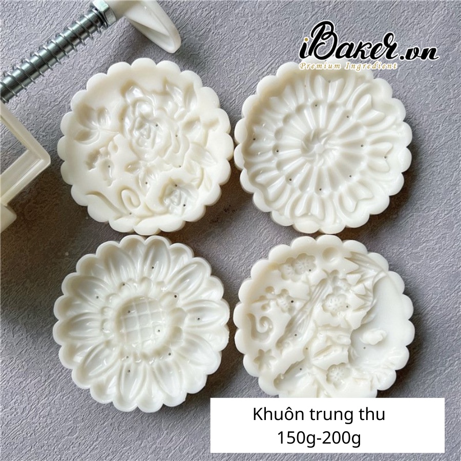 Khuôn trung thu lò xo tròn - Đôi chim, hoa hồng 4 mặt