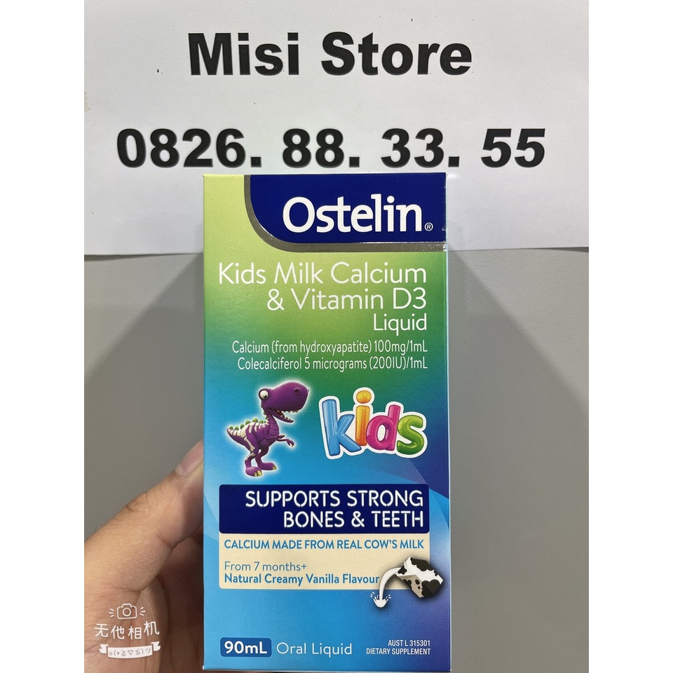 (date T10/2023) Canxi Nước Kids Milk Calcium & Vitamin D3 Liquid 90ml Ostelin của Úc