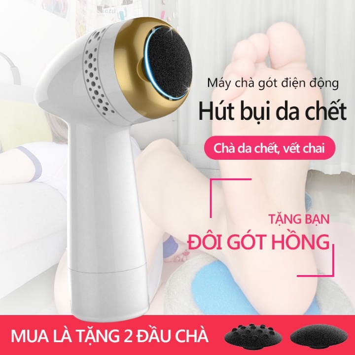 Máy Chà Gót Chân Sạc Điện Cao Cấp - Máy Mài Gót Chân Tẩy Tế Bào Chết Tặng Kèm 2 Đầu Chà - Bảo Hành 12 Tháng