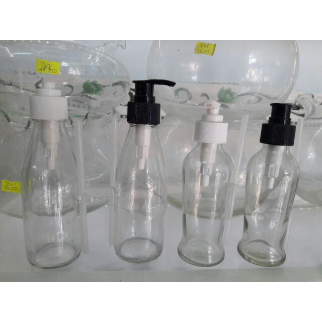 CHAI THỦY TINH CÓ VÒI ẤN 120ML, 180ML