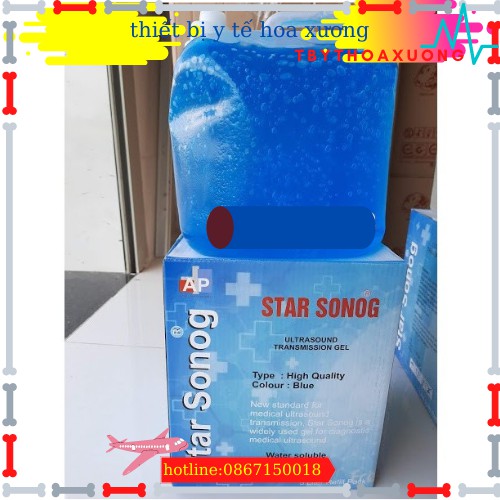 gel triệt lông,Gel siêu âm Star Sonog can 5 lít màu xanh