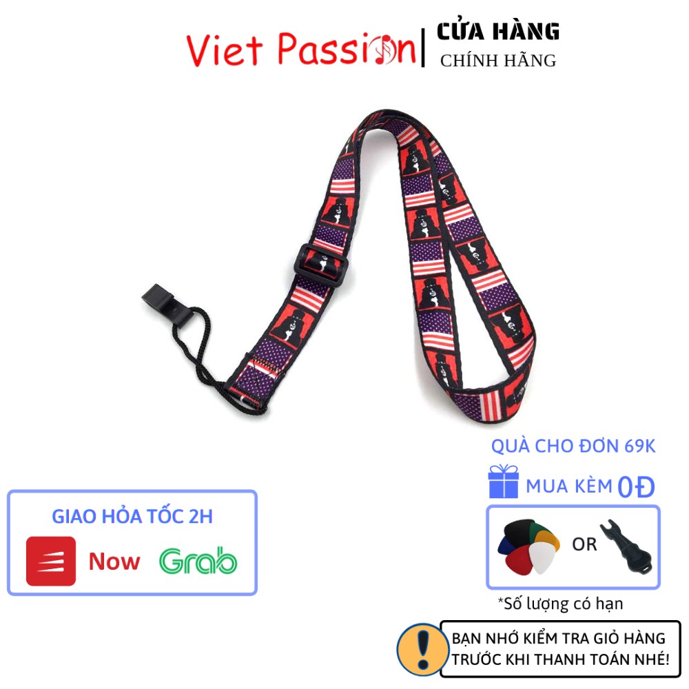 Dây đeo đàn ukulele Đen Trắng không cần đục thùng hàng loại 1 Viet Passion