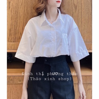 ÁO SƠ MI TRẮNG FORM RỘNG tay lỡ 1 TÚI. ÁO SƠ MI TRẮNG ĐI HỌC XINH