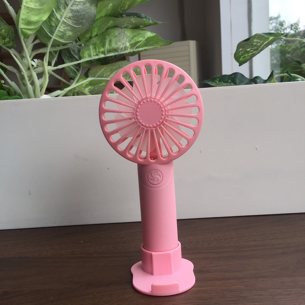Quạt mini tích điện cầm tay để bàn 2 tốc độ gió có đèn led hàng to sịn