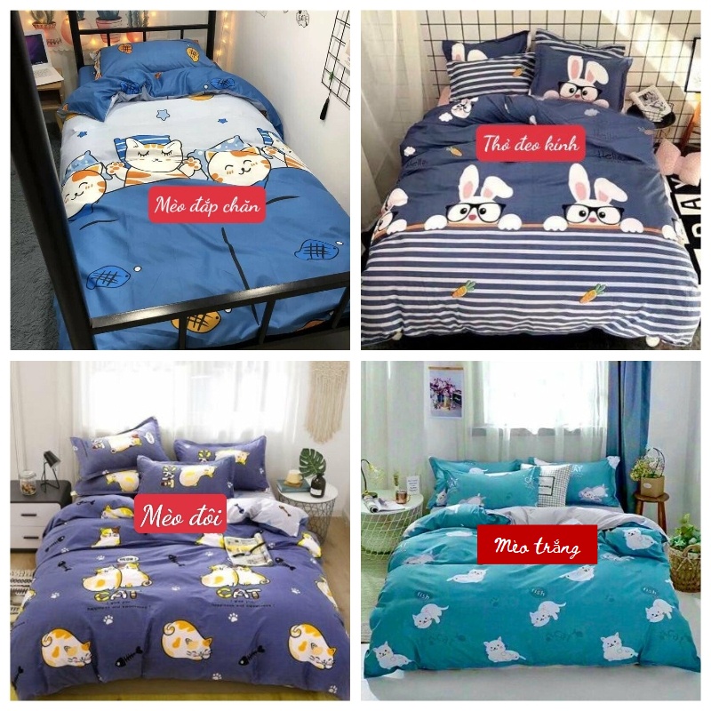 Set ga kèm 2 vỏ gối nằm cotton HCM22