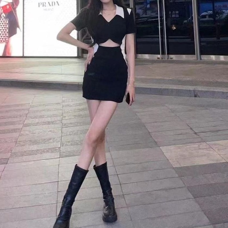 Đầm Ngắn Tay Ôm Eo Hở Eo Thời Trang Cá Tính