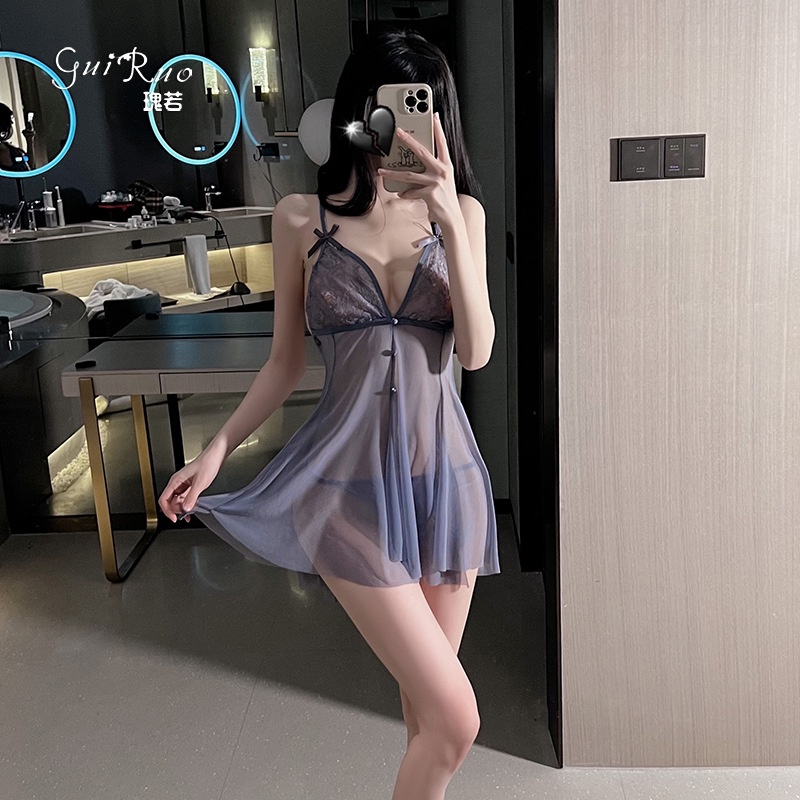 Đồ ngủ sexy/ Váy 2 dây/ Đầm ren gợi cảm dây chéo lưng 4 màu - tặng kèm quần chip xinh CV46 CICI BONITA HCM