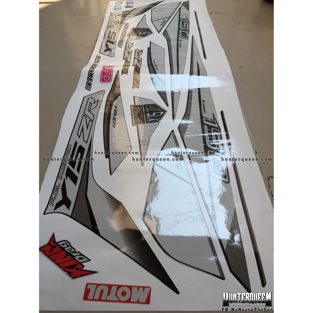 Tem rời xe Exciter 150, dán xe đen. Chất lượng, độ bền cao, Y15ZR