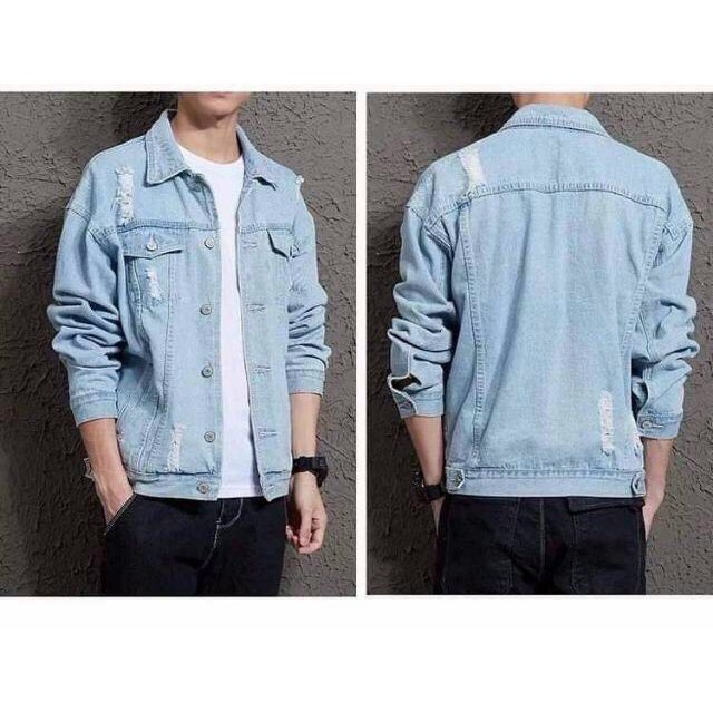 ÁO KHOÁC JEAN UNISEX RÁCH NHẸ.