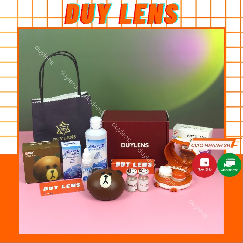 combo lens mắt trọn bộ kính áp tròng cận loạn Hàn Quốc DUYLENS