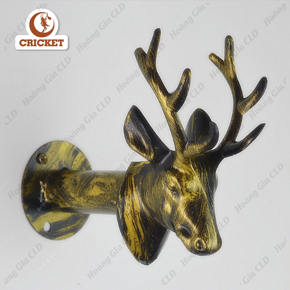 Móc đầu hươu tài lộc ĐEN VÀNG treo đồ, móc khoan tường treo quần áo