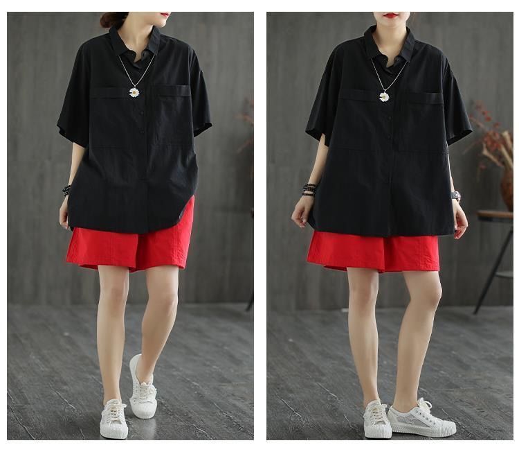 Quần Short Cotton Nguyên Chất Ống Rộng Lưng Cao Mùa Hè Kích Thước Lớn 3xl Dễ Phối Đồ Hàng Mới Năm 2021