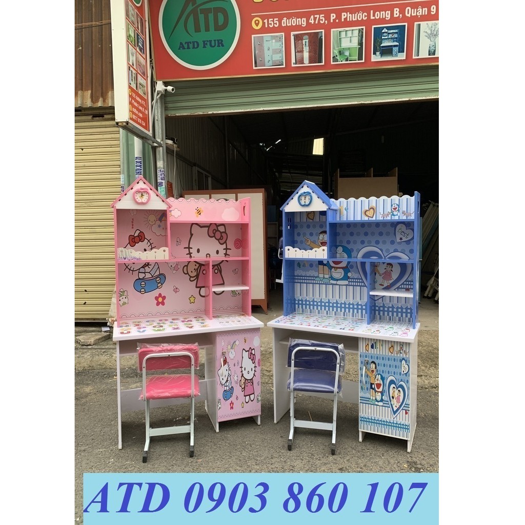 Bàn học sinh nhựa Đài Loan cao cấp in hình 3d doreamon siêu nhân màu xanh cho bé trai hcm bình dương