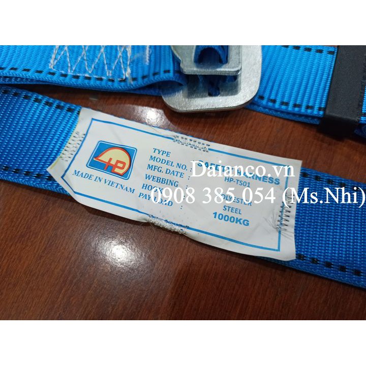 Dây an toàn toàn thân 02 móc nhôm dây bẹ có hộp giảm sốc- Hình thật