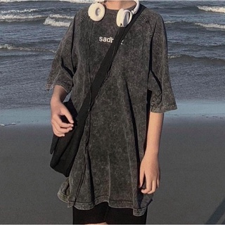 Áo thun tay lỡ sad boiz wash xám phông loang nam nữ oversize unisex form rộng
