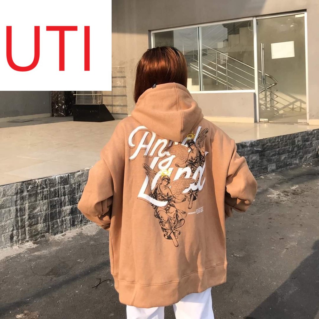 [ FREESHIP, ĐỦ SIZE ] ÁO HOODIE NAM NỮ UNISEX NỈ NGOẠI DÀY, MỊN, CAO CẤP UTI MÀU BE IN THIÊN THẦN CHỮ A SIÊU CÁ TÍNH-NB5