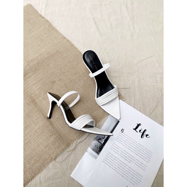 Sandal nữ cao gót mũi nhọn đen basic 7cm
