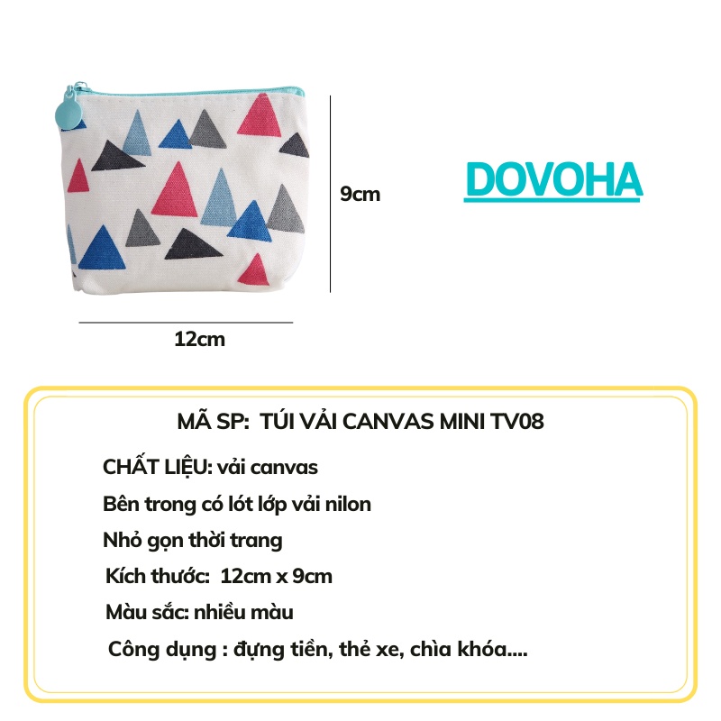 Túi ví nữ cầm tay vải canvas đựng đồ nhỏ mini dễ thương phong cách hàn quốc DOVOHA TV08