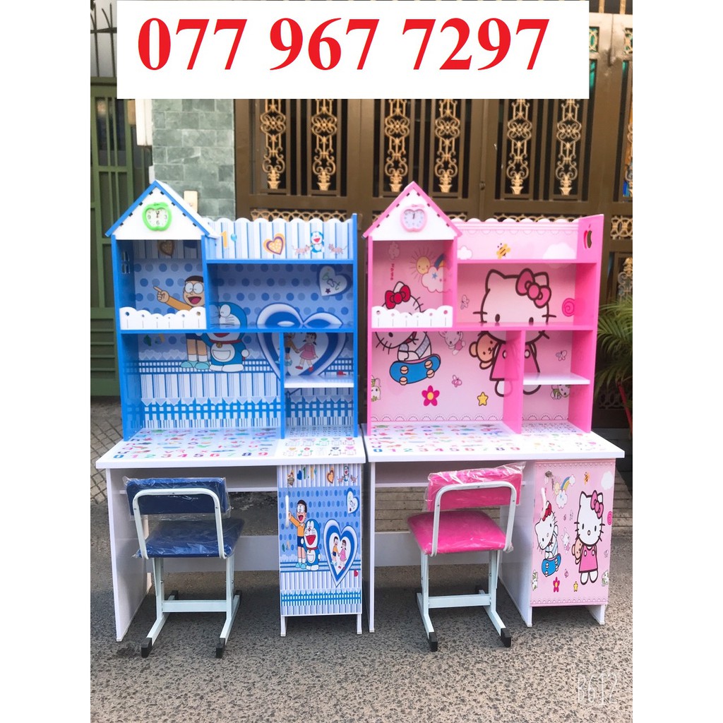 Bàn học sinh cho bé, mẫu mã đẹp in 3D sắc nét hình doremon, công chúa, kitty, siêu nhân nhện