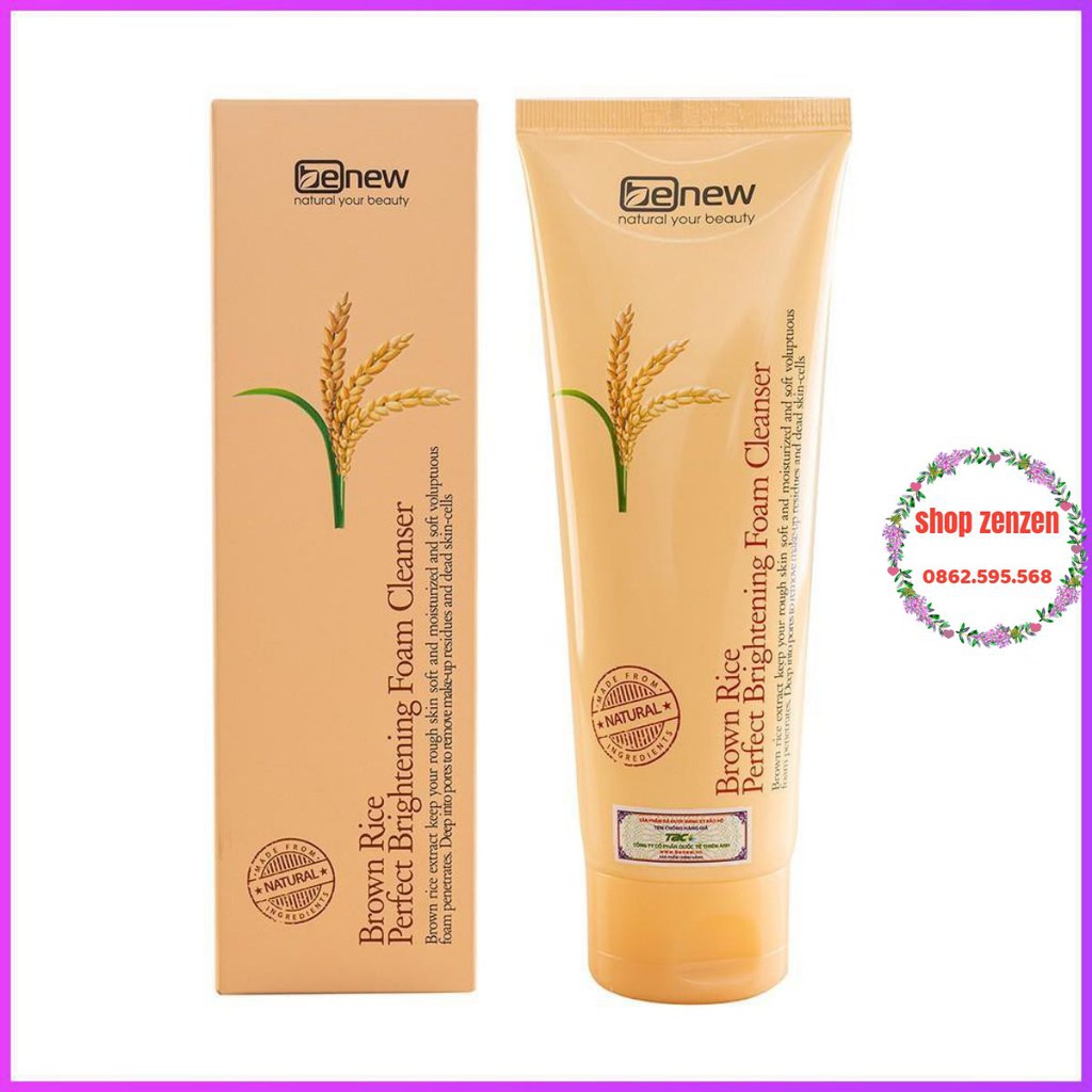 Sữa rửa mặt trắng da mầm Gạo - Benew Brown Rice Brightening 160ml ( làm sạch, trắng da , cấp ẩm )