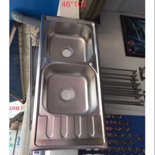 Bồn chén 2 hộc 1 cánh inox cao cấp