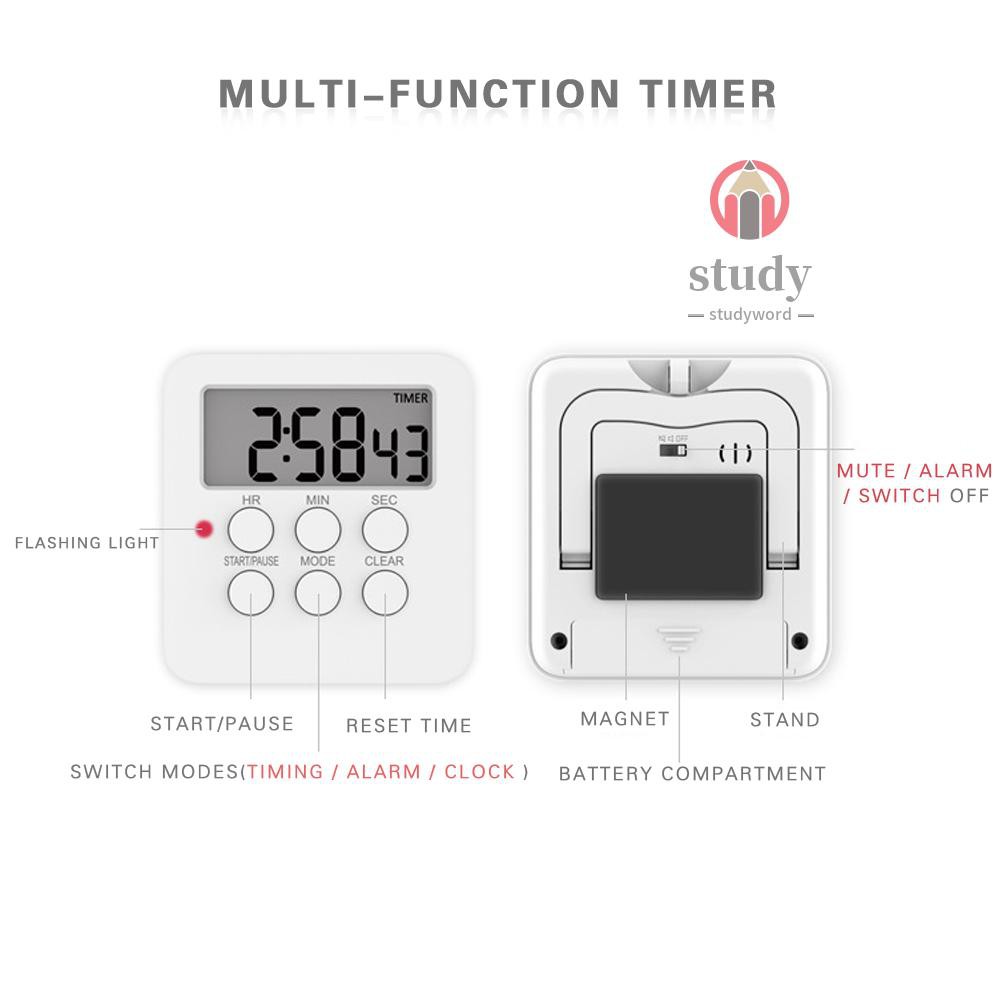 Đồng Hồ Điện Tử Đếm Ngược Thời Gian Nấu Ăn 24 Giờ Màn Hình Lcd