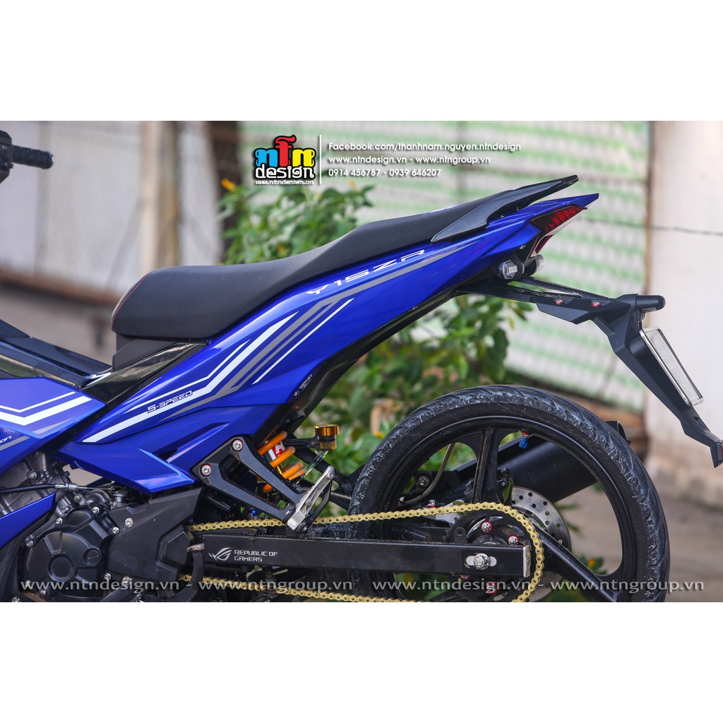 Tem rời Exciter 150 Xanh Gp chỉ trắng xám , tem 3 lớp cao cấp bao bày màu , ảnh thật