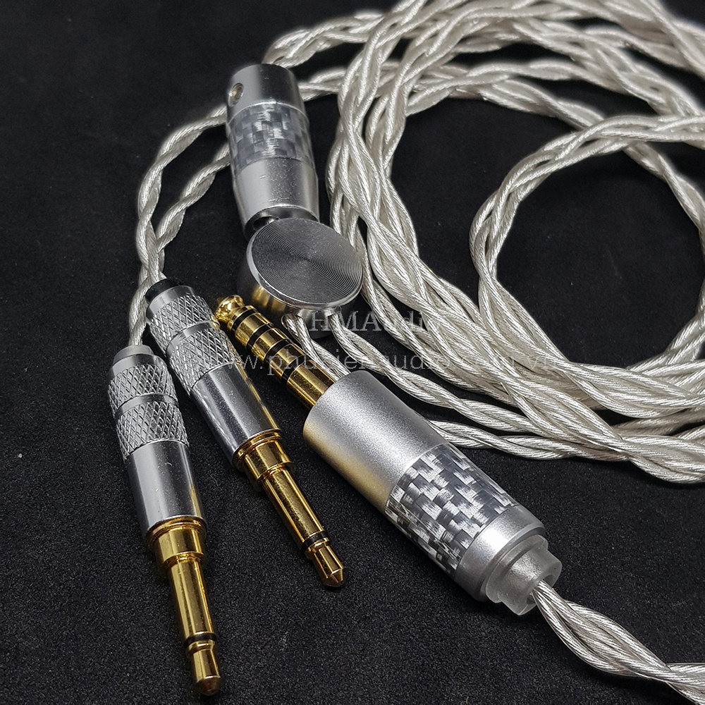 Dây tai nghe đồng mạ bạc OFC 1.2mm tết 4 - Hifiman Dual 3.5mm