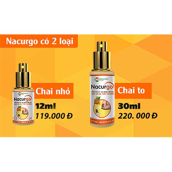 ✅ COMBO 2 Chai NACURGO - Dung dịch rửa vết thương + Xịt tạo màng sinh học