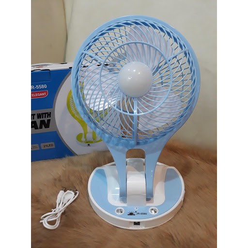 Quạt sạc tích điện Mini Fan 2in1 có đèn chiếu sáng