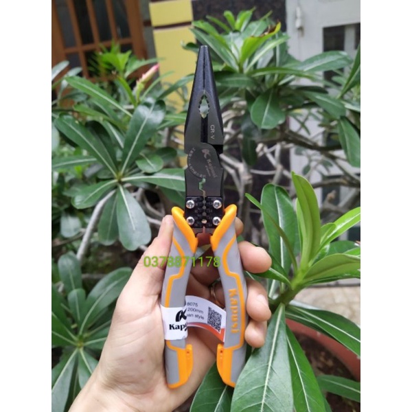 Kìm mỏ nhọn đa năng cao cấp Kapusi 8&quot; dài 20cm