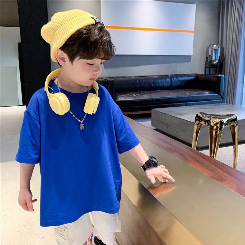 Áo thun BXPB 100% cotton nguyên chất tay ngắn dáng rộng thời trang mùa hè cho bé trai và gái 4-15 tuổi