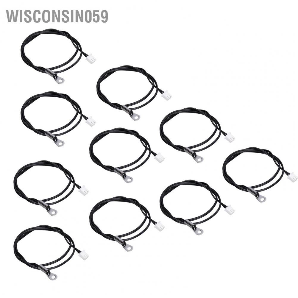 Wisconsin059 10Pcs NTC Thermistor Temperature Sensor Probe Round Lug Cold Pressed Terminal Connector 500mm