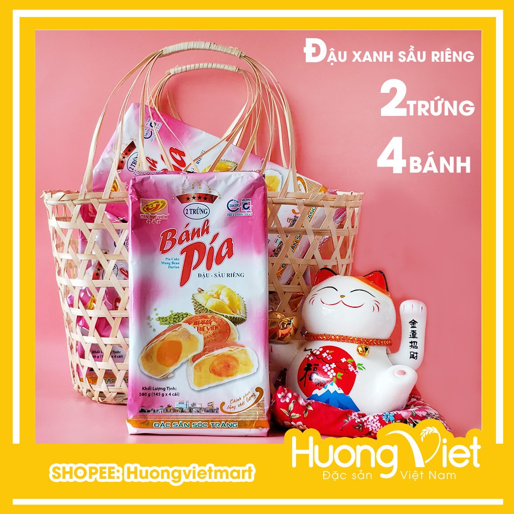 Bánh pía đậu xanh sầu riêng 2 trứng Tân Huê Viên 570g luca333