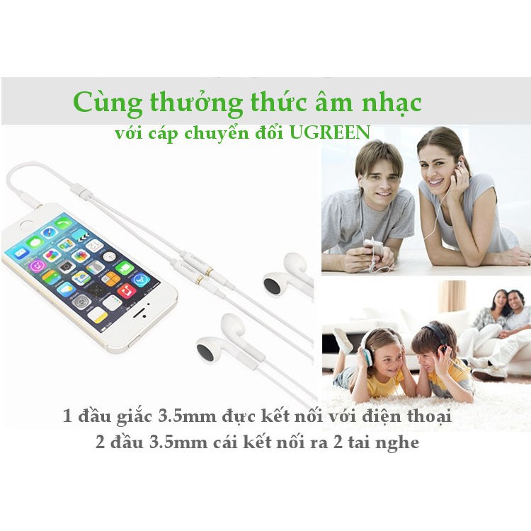 Dây chia loa 3.5mm từ 1 ra 2 chính hãng Ugreen 10739,10532 - Phukienleduy