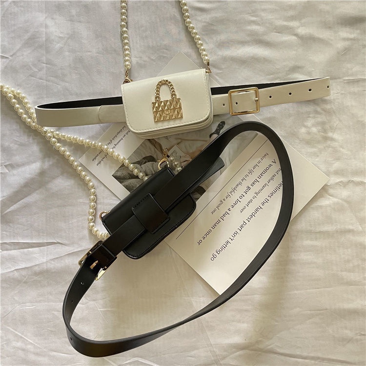 Túi đeo thắt lưng đính hạt ngọc trai giả thời trang sang trọng cho nữ