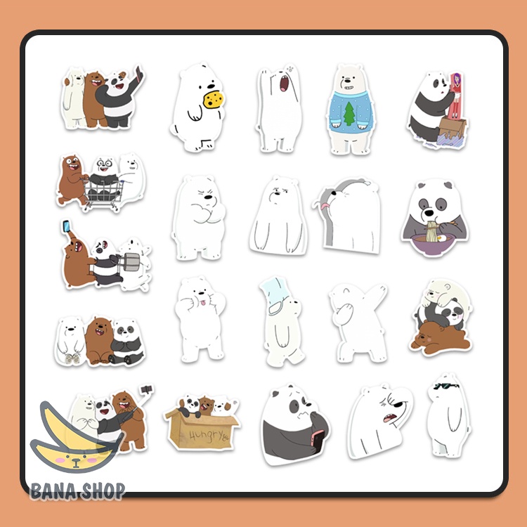 Set 50 sticker anh em gấu bare bear Chúng tôi đơn giản là Gấu