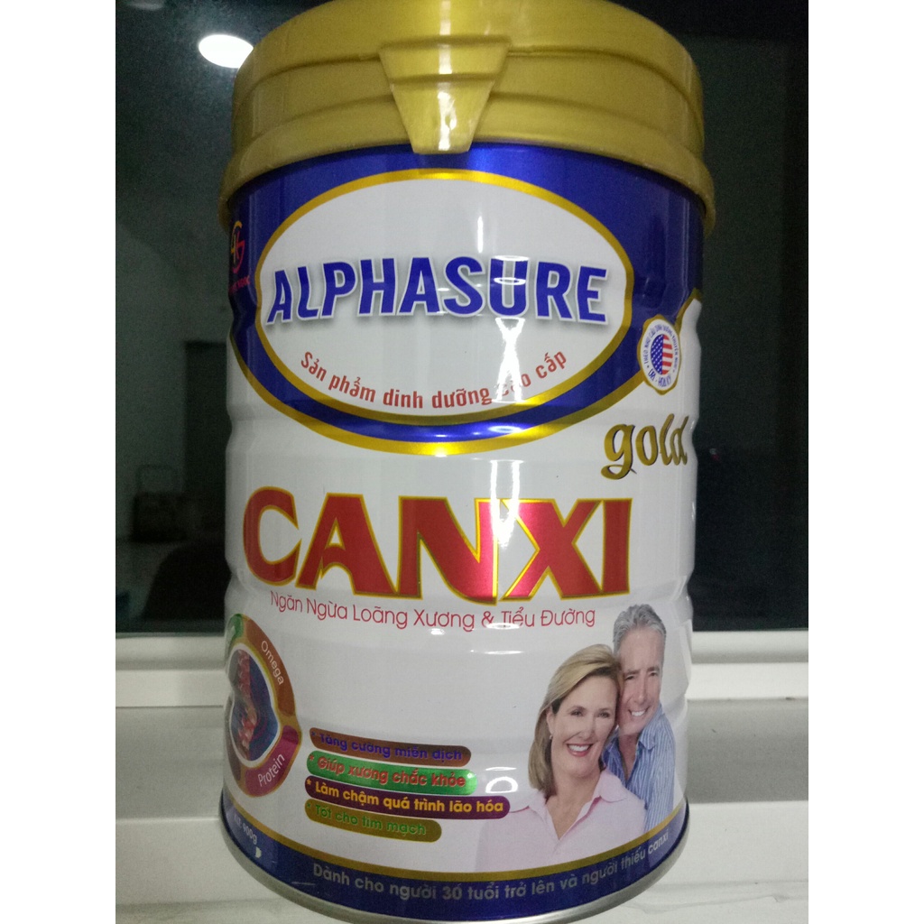 Sữa Alphasure Canxi Gold 900g - Giúp bổ sung canxi tối ưu, tăng cường miễn dịch, ngừa loãng xương và tiểu đường