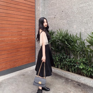 ĐẦM ĐEN TAY PHỐI lưới
