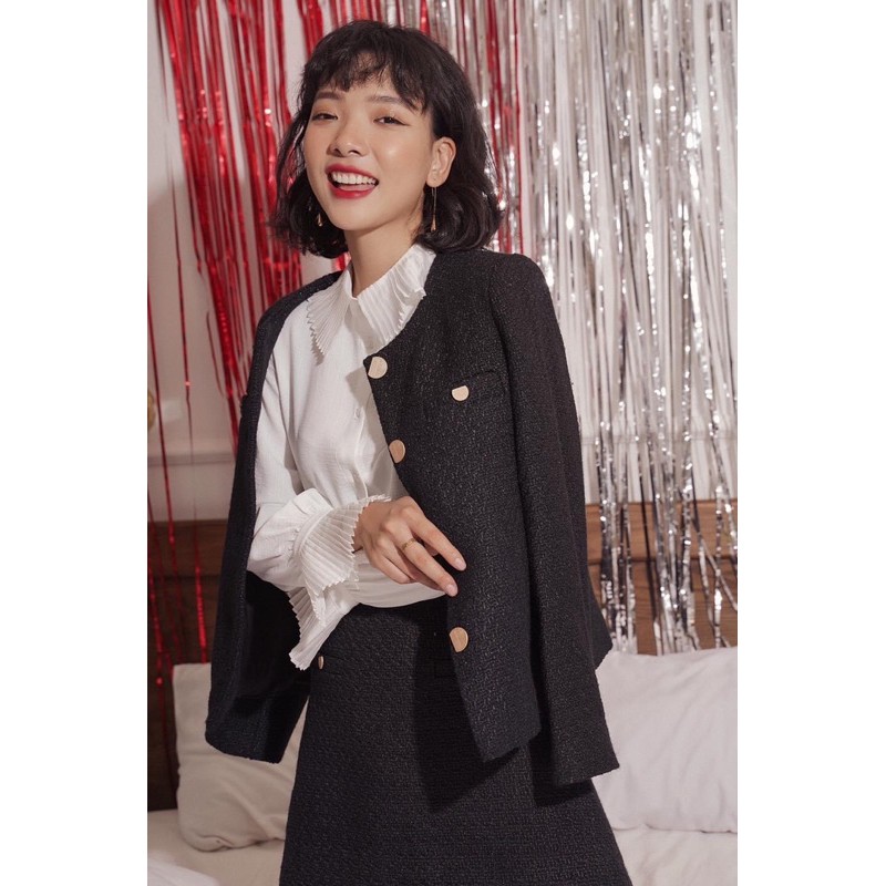 Chân váy Tweed đen Monotalk | BigBuy360 - bigbuy360.vn