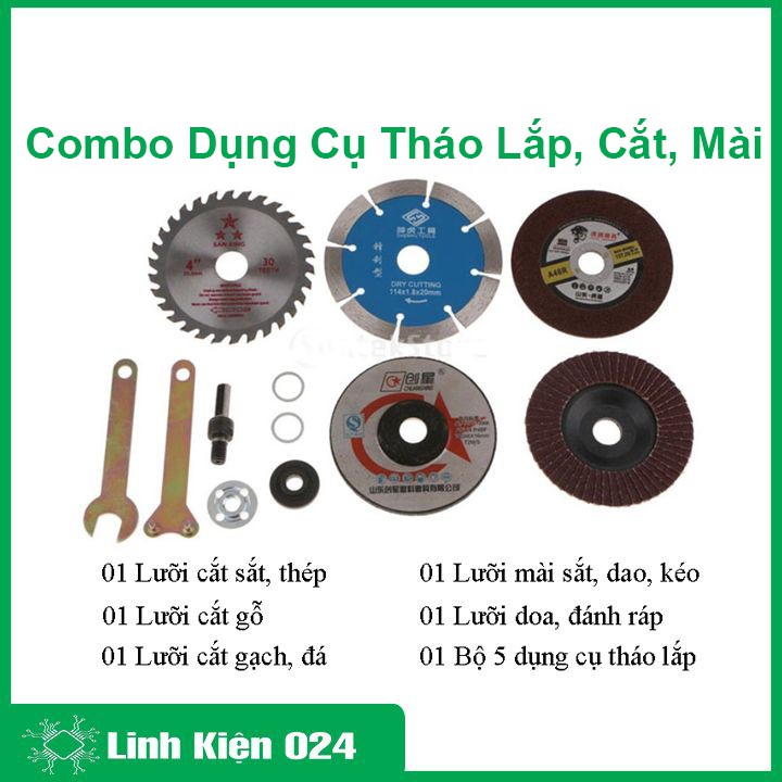 Combo dụng cụ tháo lắp và lưỡi cắt, mài đa năng