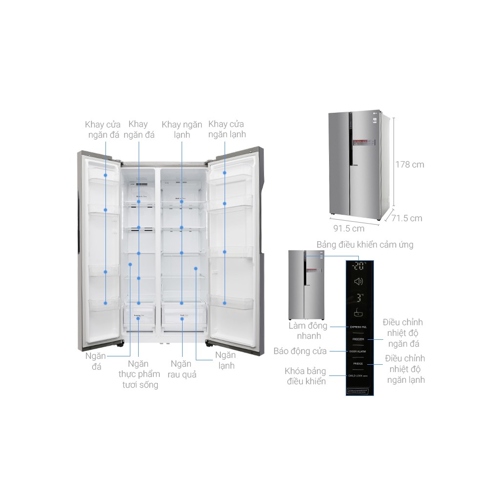 Tủ lạnh LG Inverter 613 lít GR-B247JDS (SHOP CHỈ BÁN HÀNG TRONG TP HỒ CHÍ MINH)