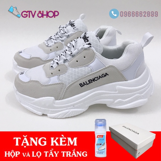 Tặng hộp, Lọ tẩy hoặc tất - Giày thể thao nam nữ sneaker ulzzang triples TRẮNG FULL, size 36-43.       .