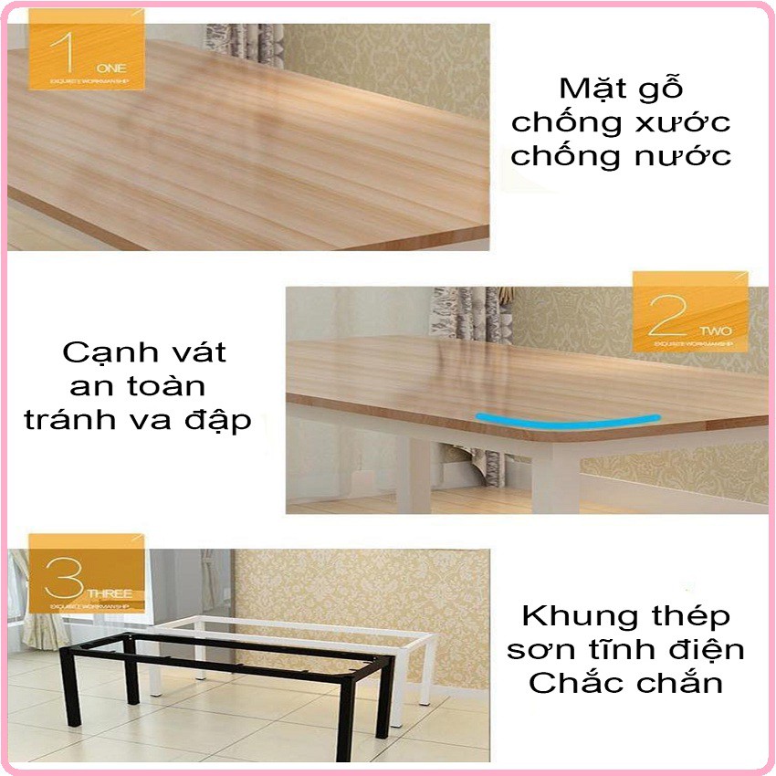 RE0688 - Bộ bàn ghế ăn gỗ khung sắt giá rẻ 120x60cm - Bộ bàn ghế nhà ăn gỗ khung sắt